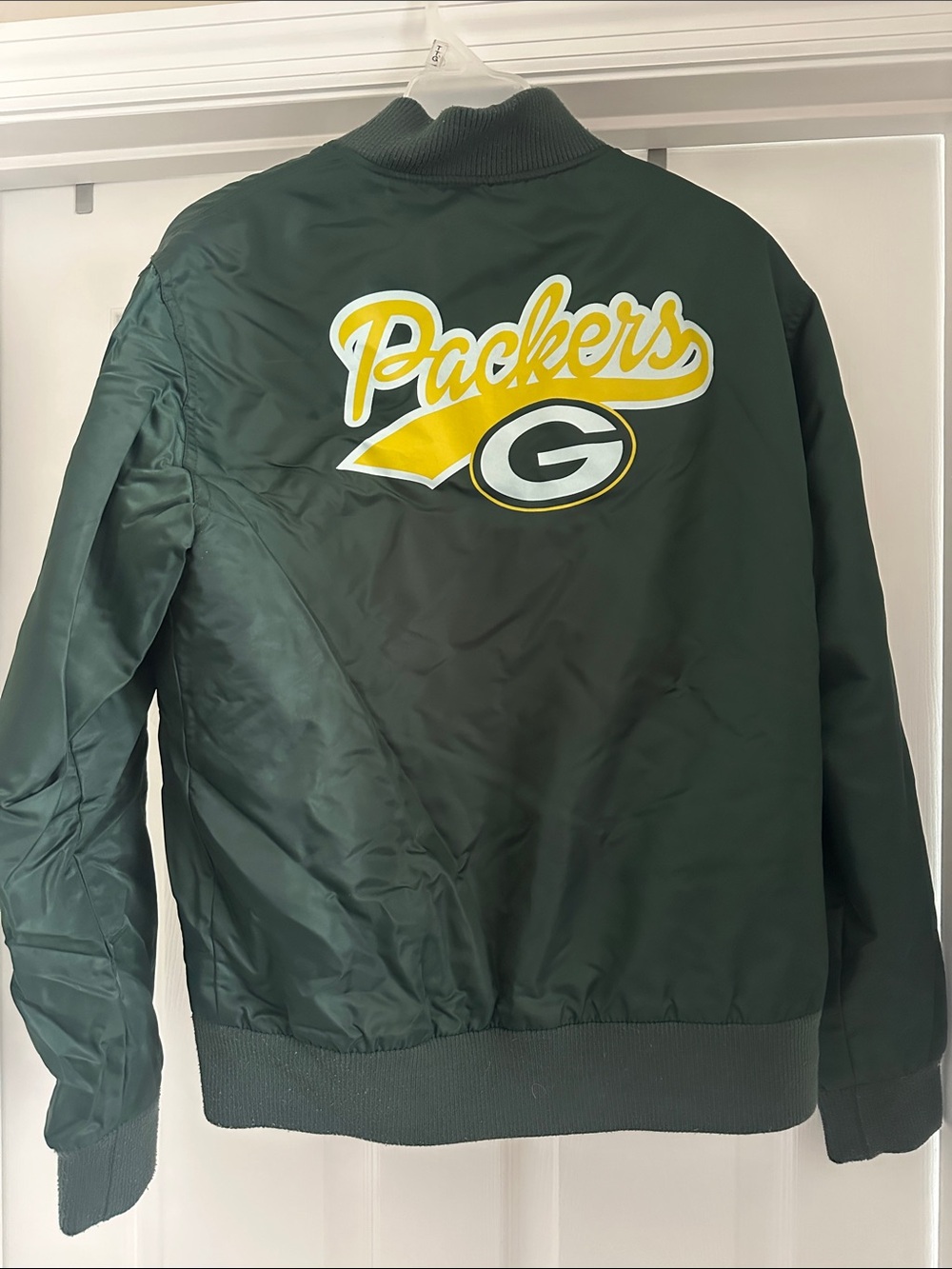NFL Green Women's Varsity Bomber Jacket with Packers Patch - Picture 2 of 2